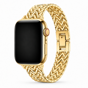 Apple Watch Arrow Schakelband Goud, weergave bij een Apple Watch