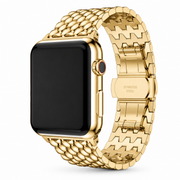 Apple Watch Dragon Scale Schakelband Goud, weergave bij een Apple Watch