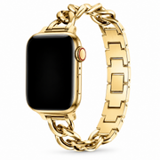 Apple Watch Duo Link Schakelband Goud, weergave bij een Apple Watch