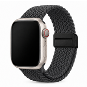 Apple Watch Gevlochten Bandje Donkergrijs, weergave bij een Apple Watch