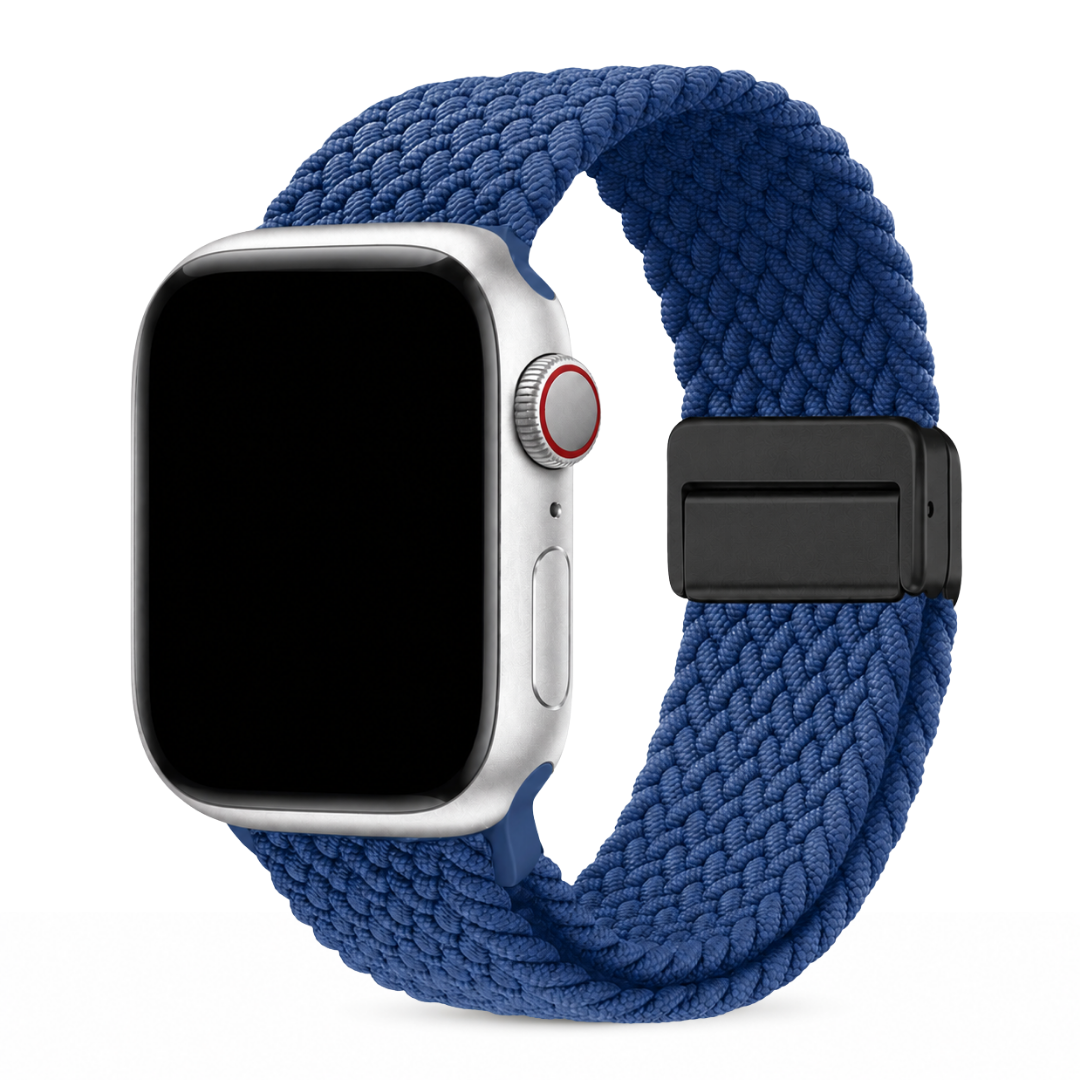 Apple Watch Gevlochten Bandje Marineblauw, weergave bij een Apple Watch