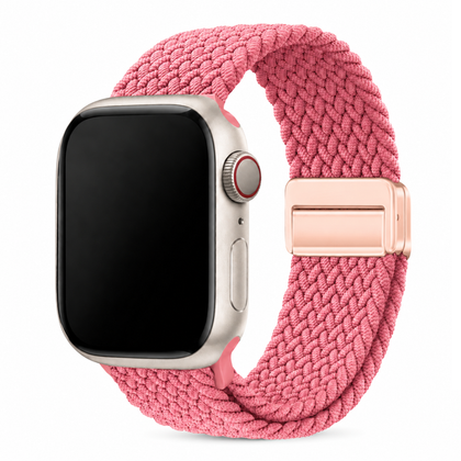 Apple Watch Gevlochten Bandje Roze, weergave bij een Apple Watch