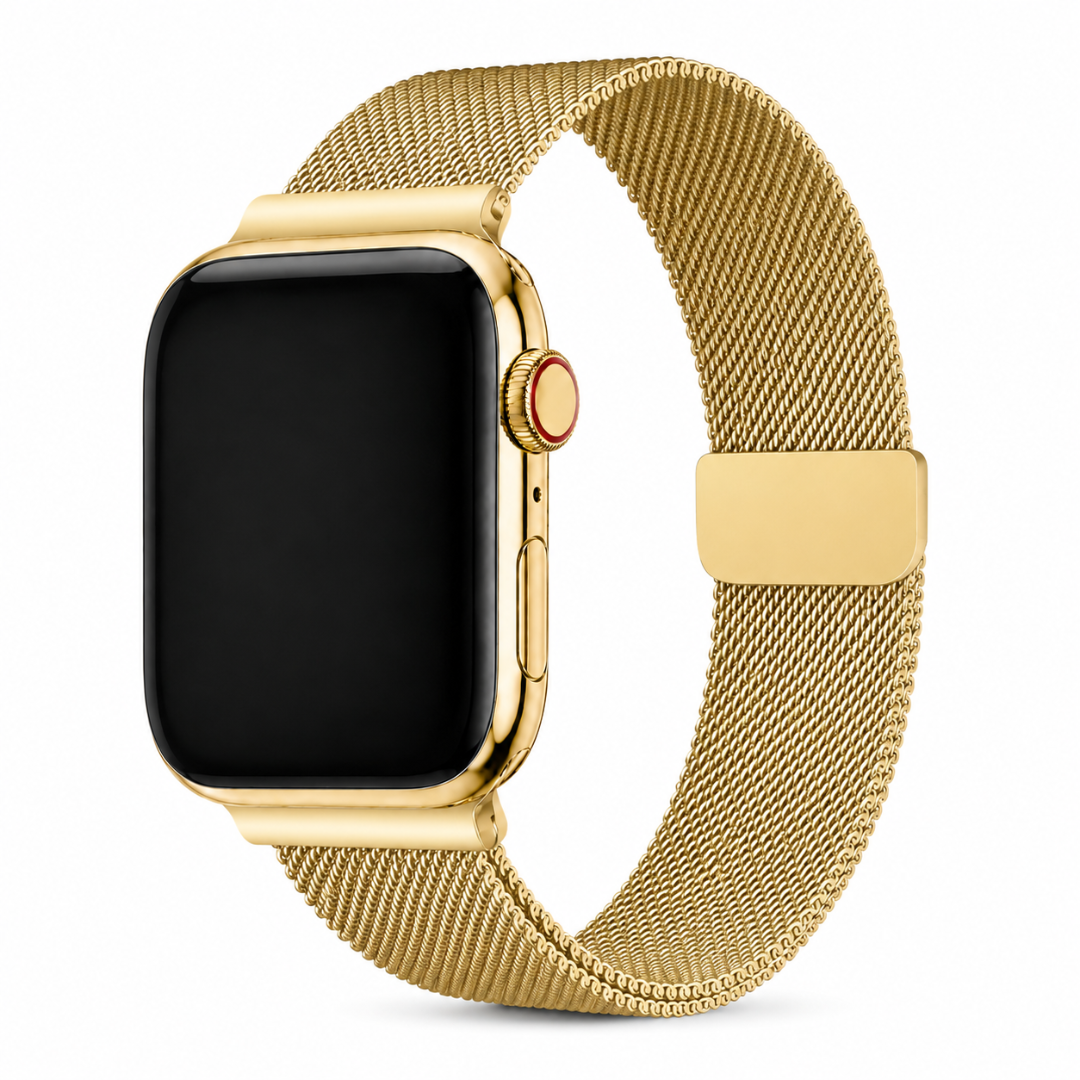 Apple Watch Milanees Bandje Goud, weergave bij een Apple Watch