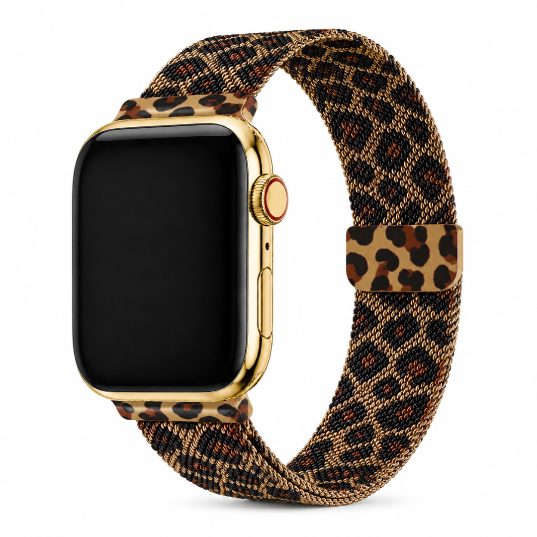 Apple Watch Milanees Bandje Leopard, weergave bij een Apple Watch