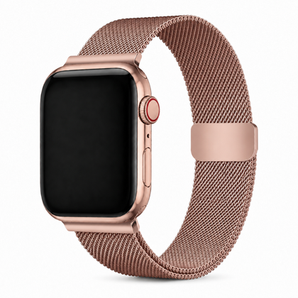 Apple Watch Milanees Bandje Rosé goud, weergave bij een Apple Watch