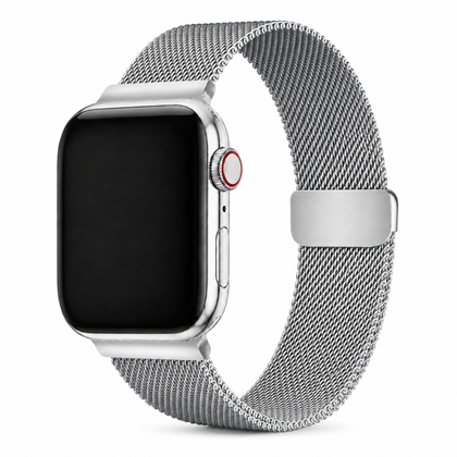 Apple Watch Milanees Bandje Zilver, weergave bij een Apple Watch