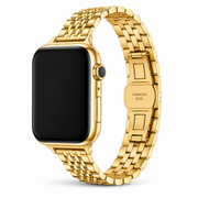 Apple Watch Mosaic Schakelband Goud, weergave bij een Apple Watch