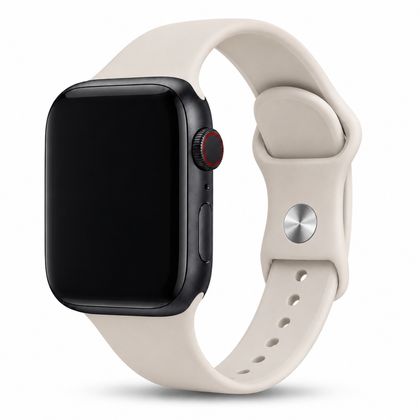 Apple Watch Siliconen Sportbandje Starlight, weergave bij een Apple Watch