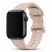 Apple Watch Panterprint Siliconen Bandje Beige, weergave bij een Apple Watch