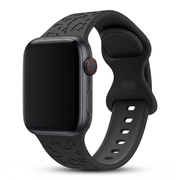 Apple Watch Panterprint Siliconen Bandje Zwart, weergave bij een Apple Watch