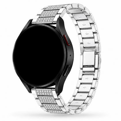 Samsung Galaxy Watch Diamant Schakelband Zilver, weergave bij een Samsung Galaxy Watch