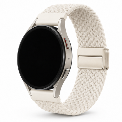 Samsung Galaxy Watch Gevlochten Bandje Starlight, weergave bij een Samsung Galaxy Watch