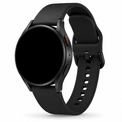 Samsung Galaxy Watch Siliconen Bandje Zwart, weergave bij een Samsung Galaxy Watch