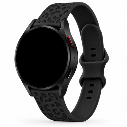 Samsung Galaxy Watch Panterprint Siliconen Bandje Zwart, weergave bij een Samsung Galaxy Watch