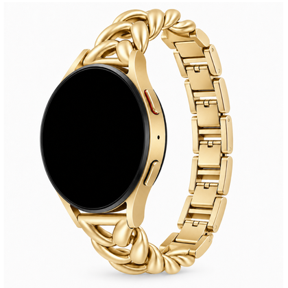 Samsung Galaxy Watch V-Schakelband Goud, weergave bij een Samsung Galaxy Watch