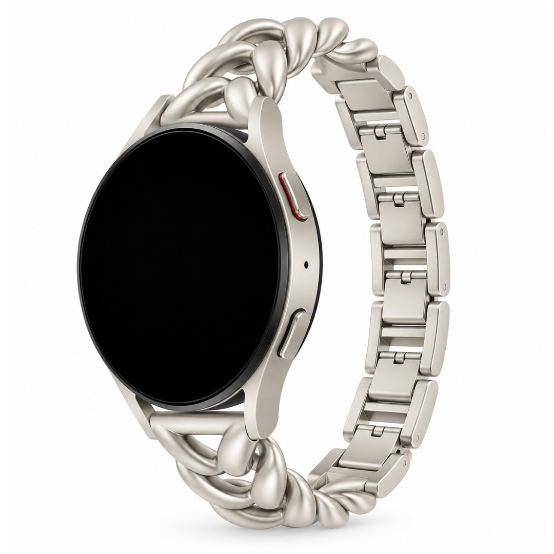 Samsung Galaxy Watch V-Schakelband Starlight, weergave bij een Samsung Galaxy Watch