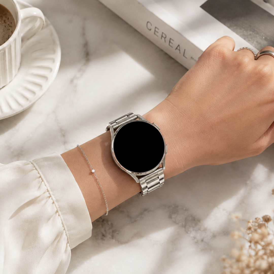 Samsung Galaxy Watch Classic Link Schakelband Zilver, gedragen om de pols
