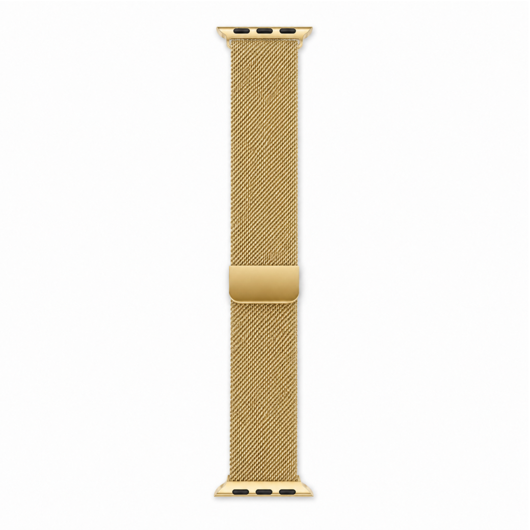 Apple Watch Milanees Bandje Goud, volledig op een witte achtergrond