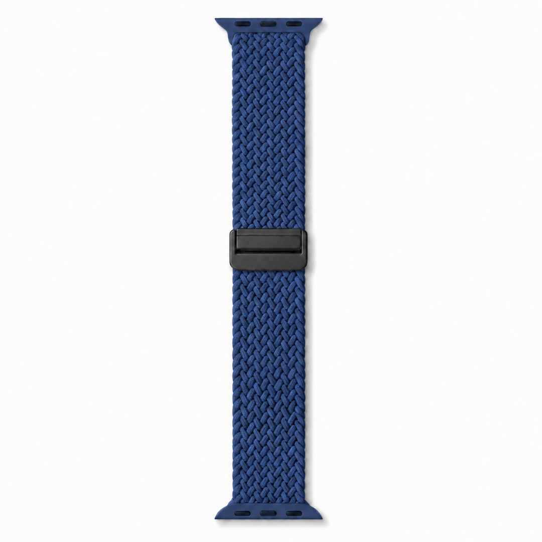 Apple Watch Gevlochten Bandje Marineblauw, achterzijde van het bandje