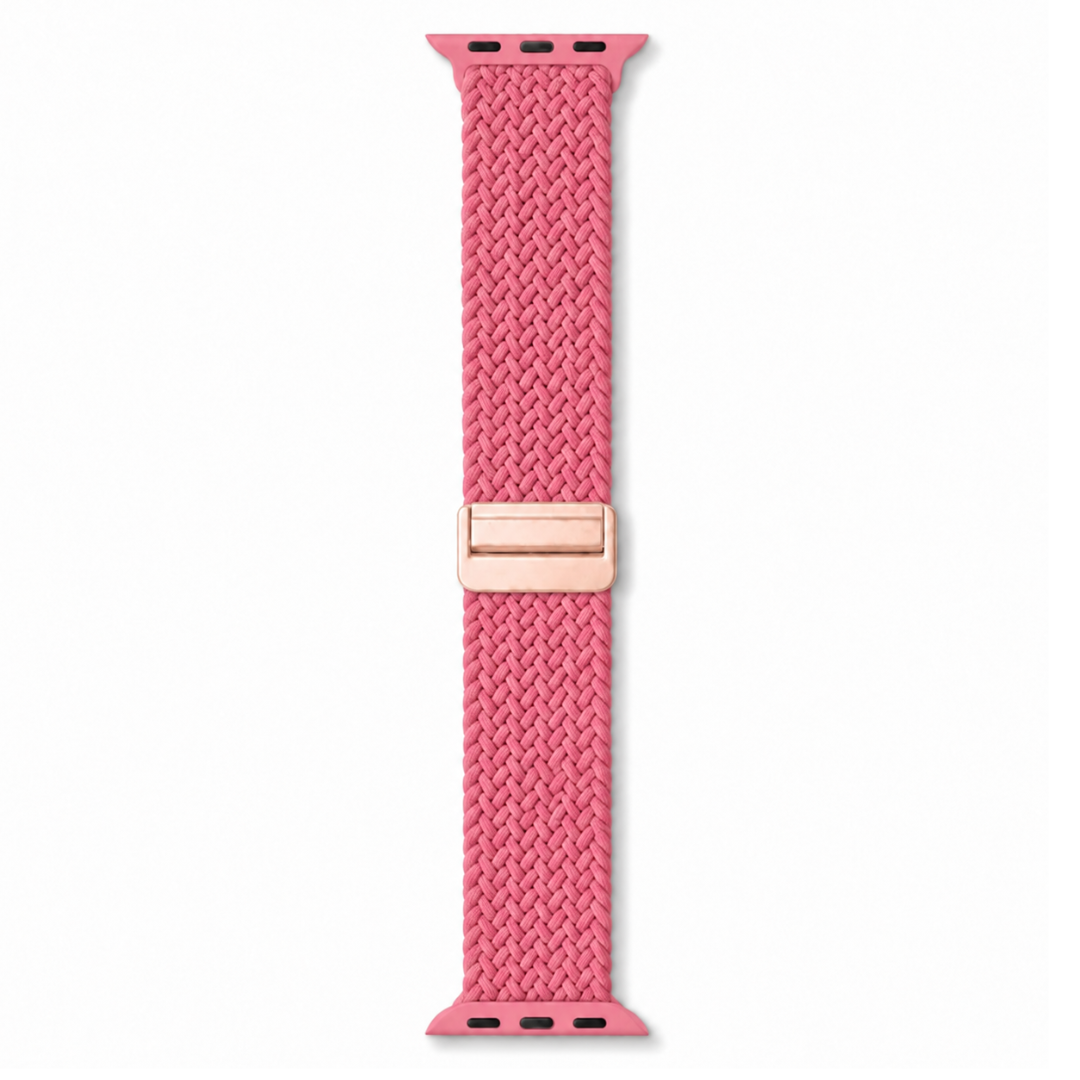 Apple Watch Gevlochten Bandje Roze, achterzijde van het bandje