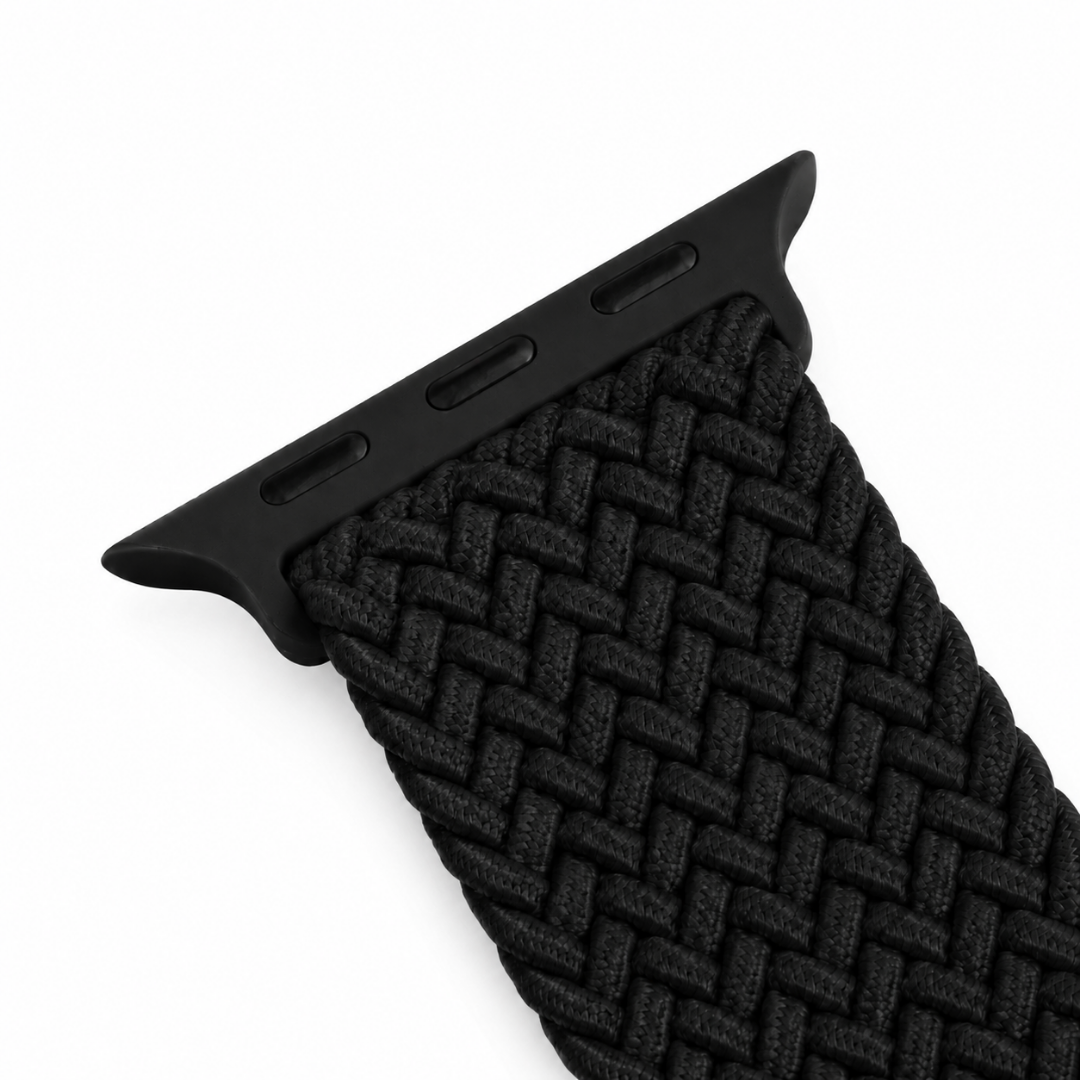 Apple Watch Gevlochten Bandje Zwart, detail van het ontwerp