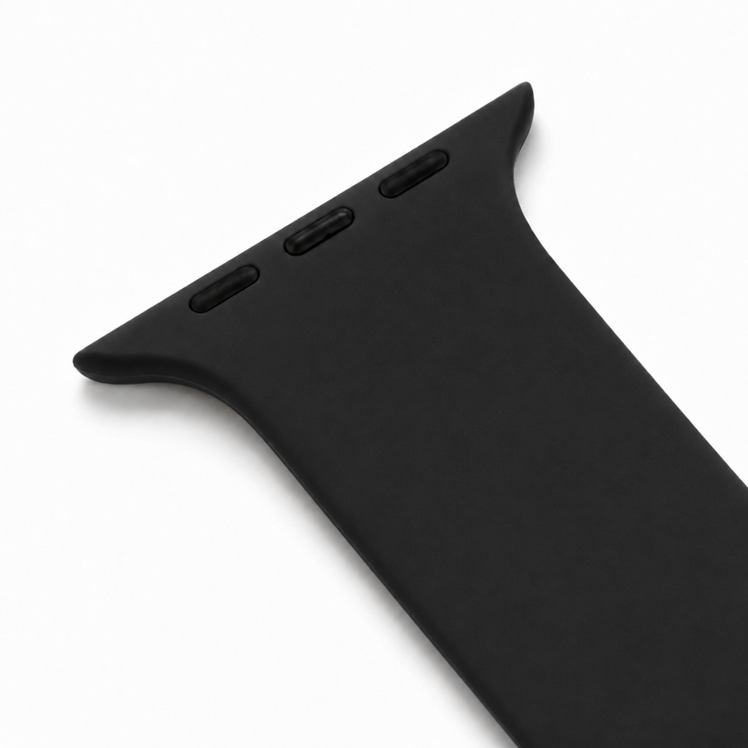 Apple Watch Siliconen Sportbandje Zwart, detail van het ontwerp