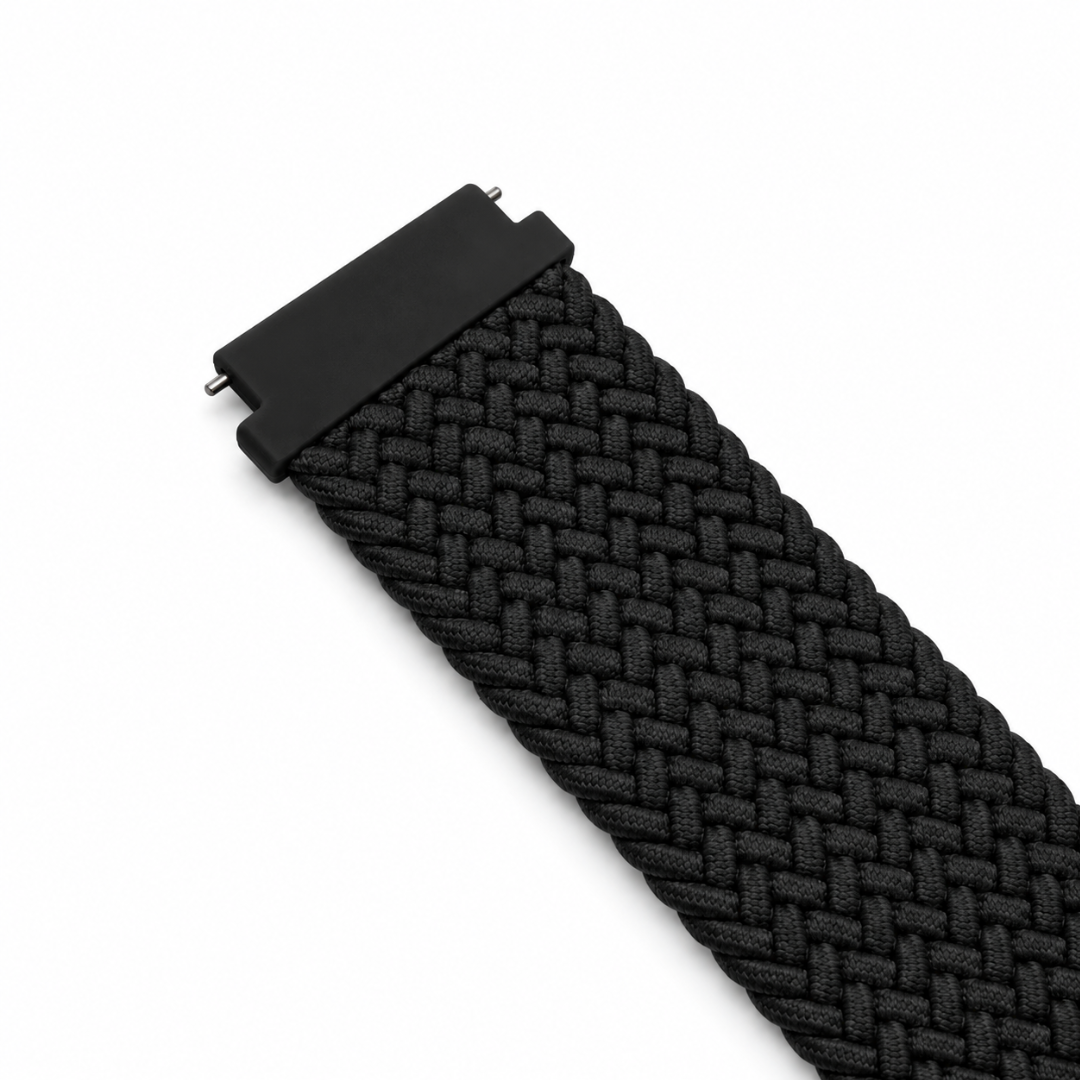 Samsung Galaxy Watch Gevlochten Bandje Zwart, detail van het ontwerp