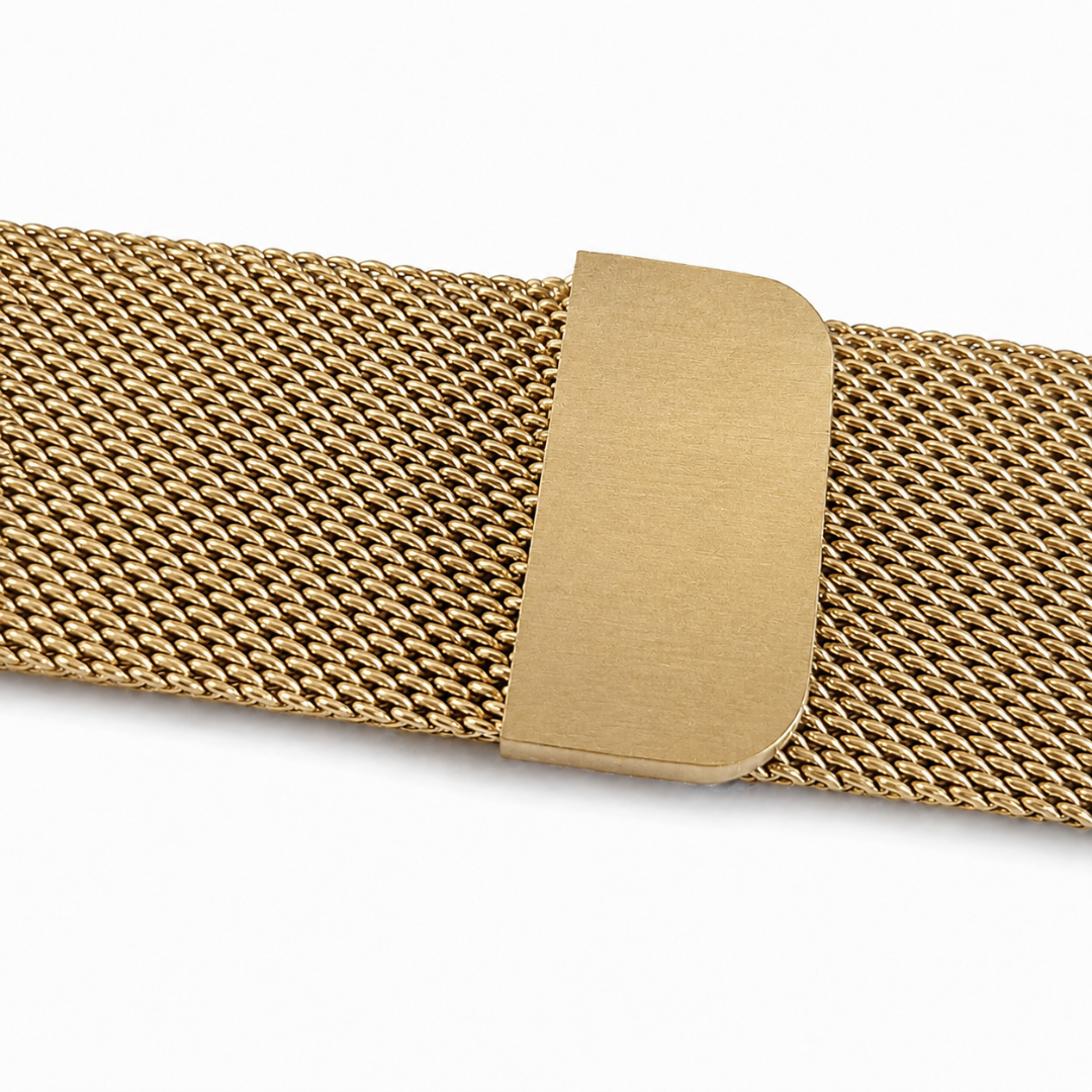 Apple Watch Milanees Bandje Goud, detail van het sluitingsgedeelte