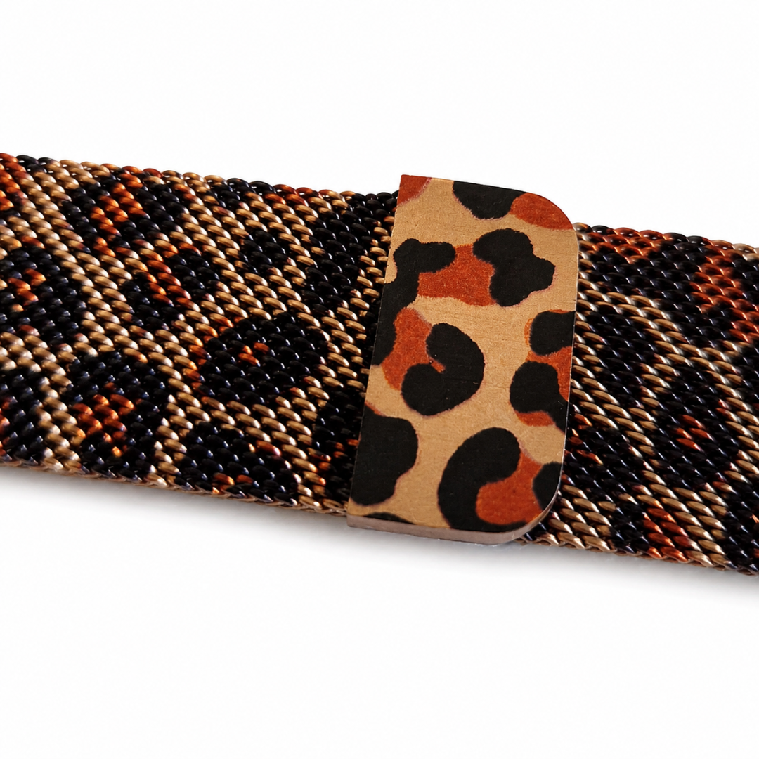 Apple Watch Milanees Bandje Leopard, detail van het sluitingsgedeelte