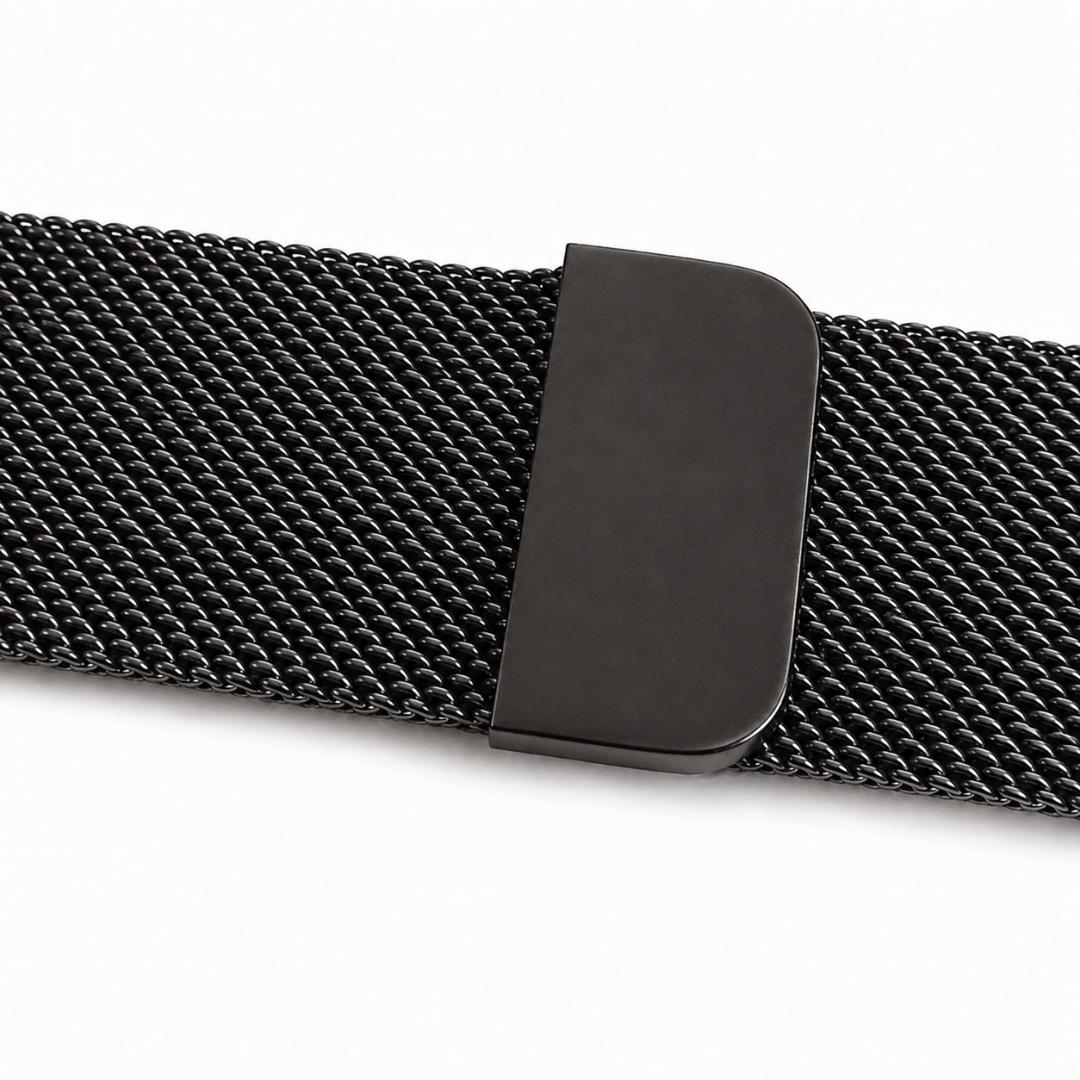Apple Watch Milanees Bandje Zwart, detail van het sluitingsgedeelte
