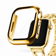 Apple Watch 2-in-1 Hoesje met Screenprotector Goud, weergave bij een Apple Watch