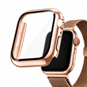 Apple Watch 2-in-1 Hoesje met Screenprotector Rosé goud, weergave bij een Apple Watch