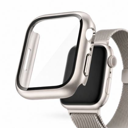 Apple Watch 2-in-1 Hoesje met Screenprotector Starlight, weergave bij een Apple Watch