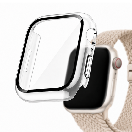 Apple Watch 2-in-1 Hoesje met Screenprotector Transparant, weergave bij een Apple Watch