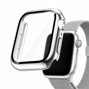 Apple Watch 2-in-1 Hoesje met Screenprotector Zilver, weergave bij een Apple Watch